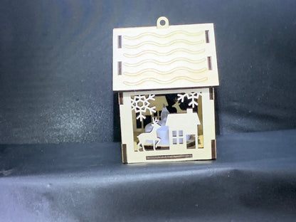 TEALIGHT HOUSE ORNAMENTS SET OF FIVE