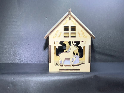 TEALIGHT HOUSE ORNAMENTS SET OF FIVE