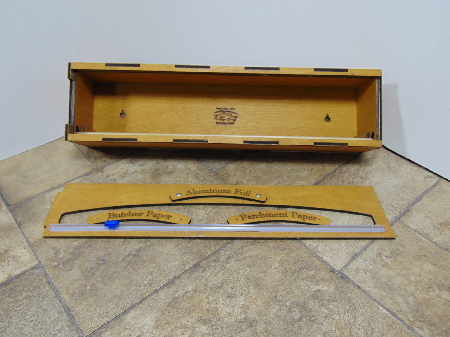 18 Inch Foil, Butcher, or Freezer Paper Dispenser with Slide Cutter,  Paper Roll Organizer for, Countertop, Wall-Mount, Drawer or Cabinet