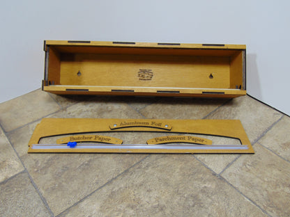 18 Inch Foil, Butcher, or Freezer Paper Dispenser with Slide Cutter,  Paper Roll Organizer for, Countertop, Wall-Mount, Drawer or Cabinet